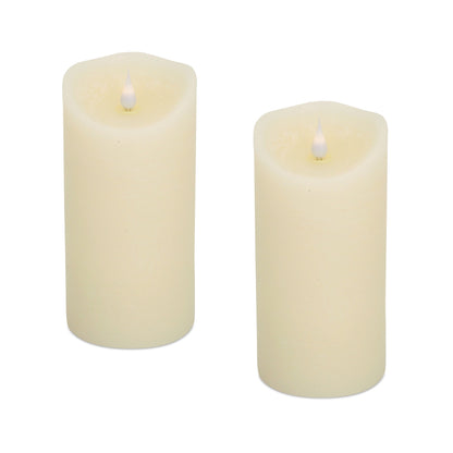 Set of Two Beige Flameless Pillar Candle