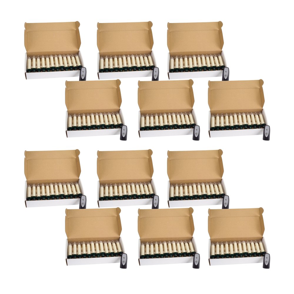 Set of Twelve Ivory Flameless Christmas Clip On Taper Candle HomeRoots