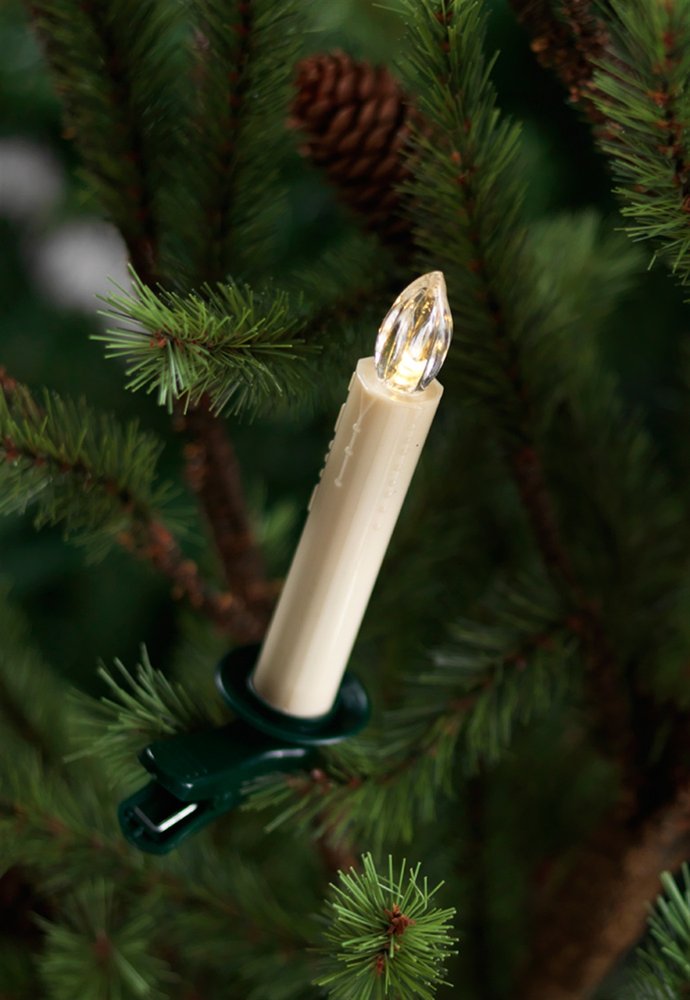 Set of Twelve Ivory Flameless Christmas Clip On Taper Candle HomeRoots