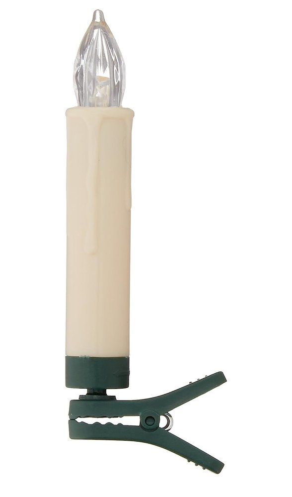 Set of Twelve Ivory Flameless Christmas Clip On Taper Candle HomeRoots