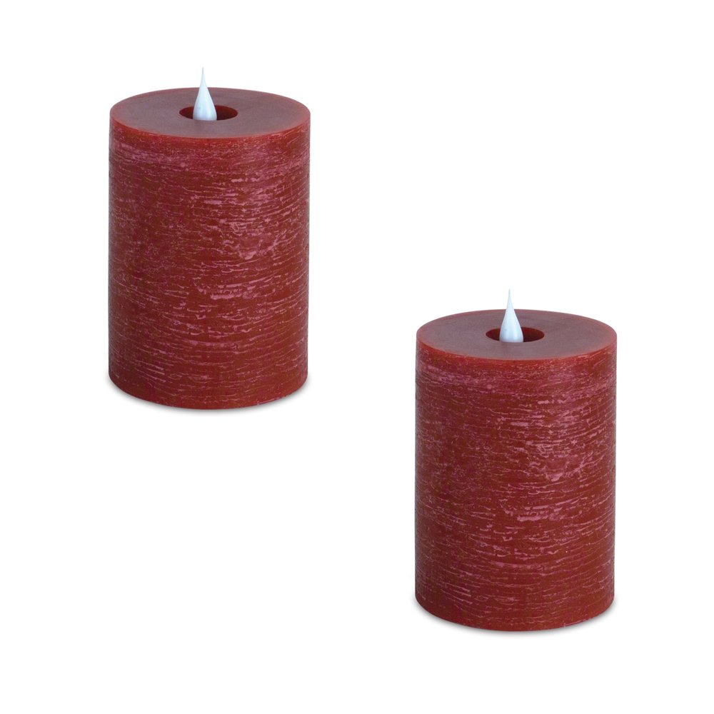 Set of Two Red Flameless Designer Candle HomeRoots