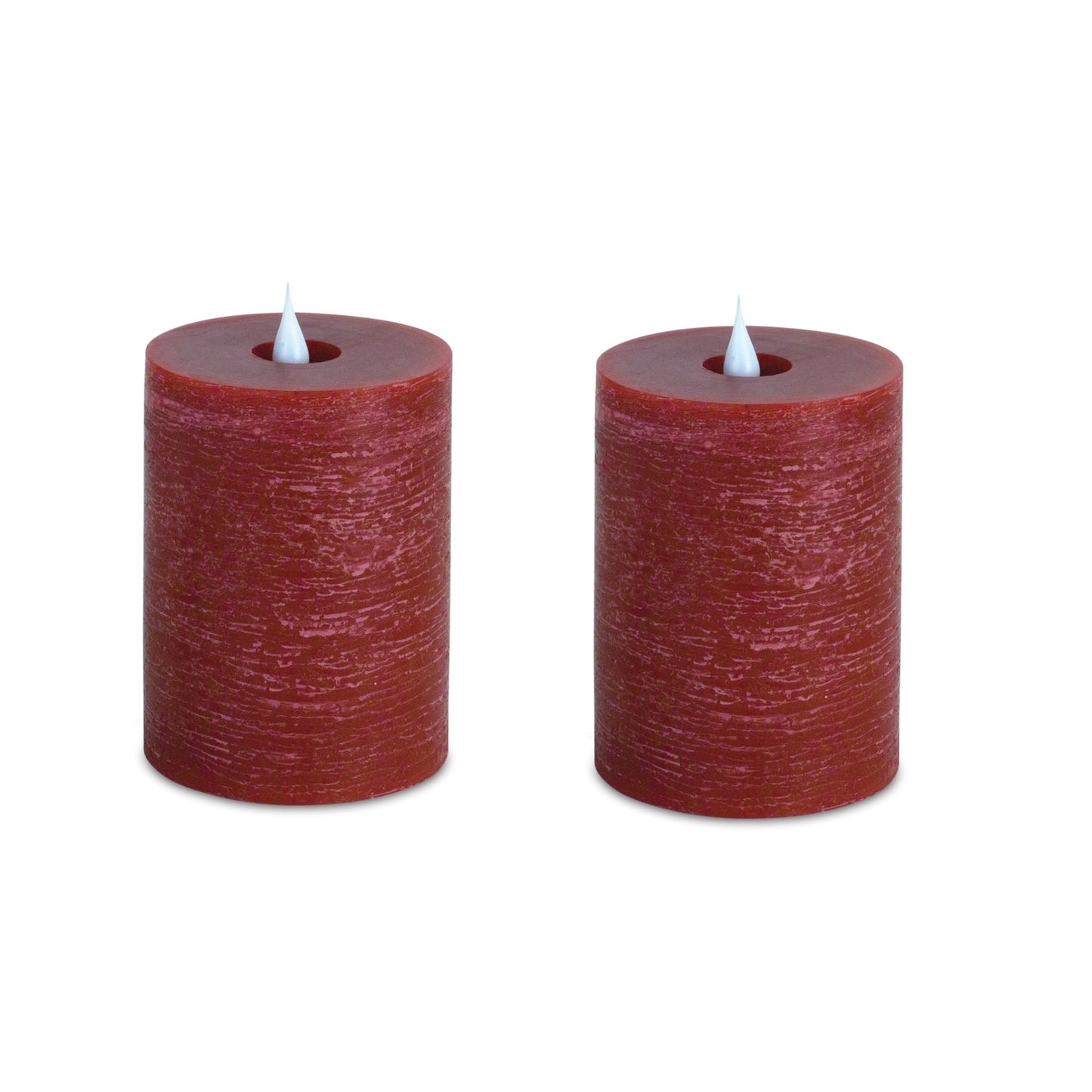 Set of Two Red Flameless Pillar Candle