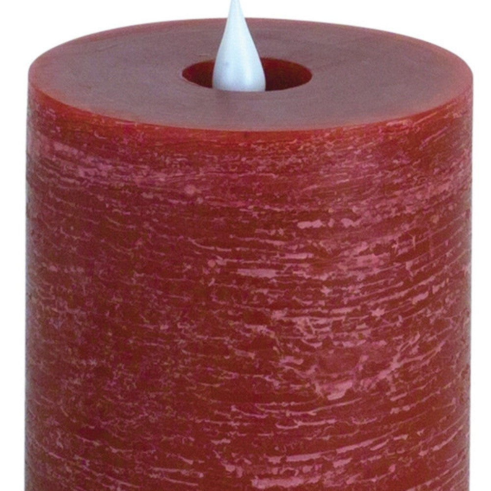 Set of Two Red Flameless Pillar Candle