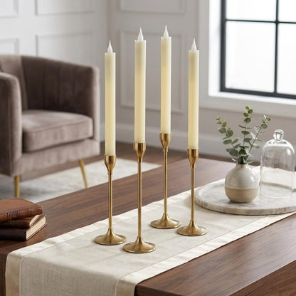 Set of Four Beige Flameless Taper Candle HomeRoots