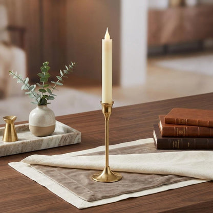 Set of Four Beige Flameless Taper Candle HomeRoots