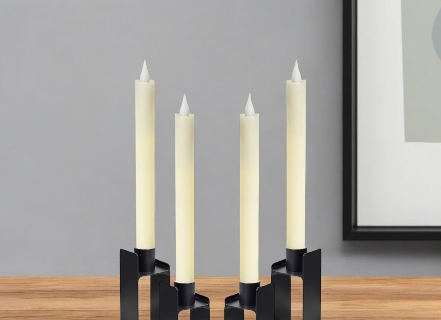 Set of Four Beige Flameless Taper Candle