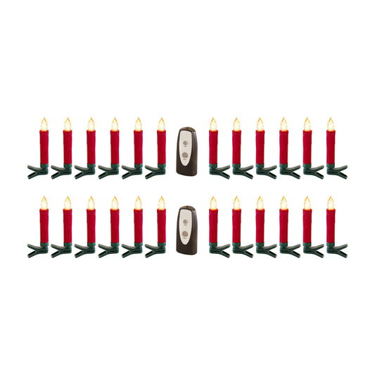 Set of Twentyfour Red Flameless Christmas Clip on Taper Candle