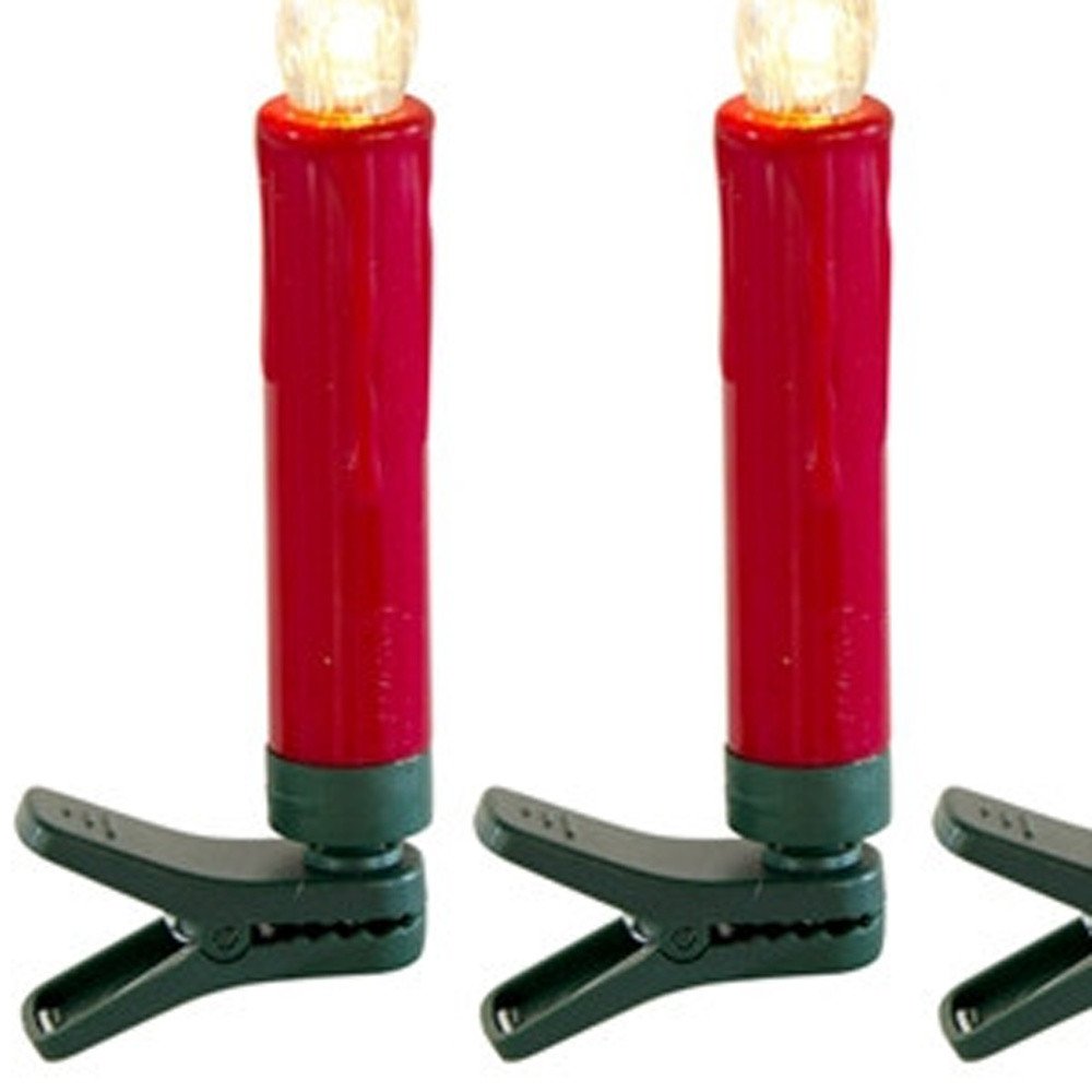 Set of Twentyfour Red Flameless Christmas Clip on Taper Candle HomeRoots