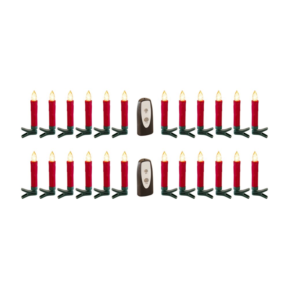 Set of Twentyfour Red Flameless Christmas Clip on Taper Candle HomeRoots