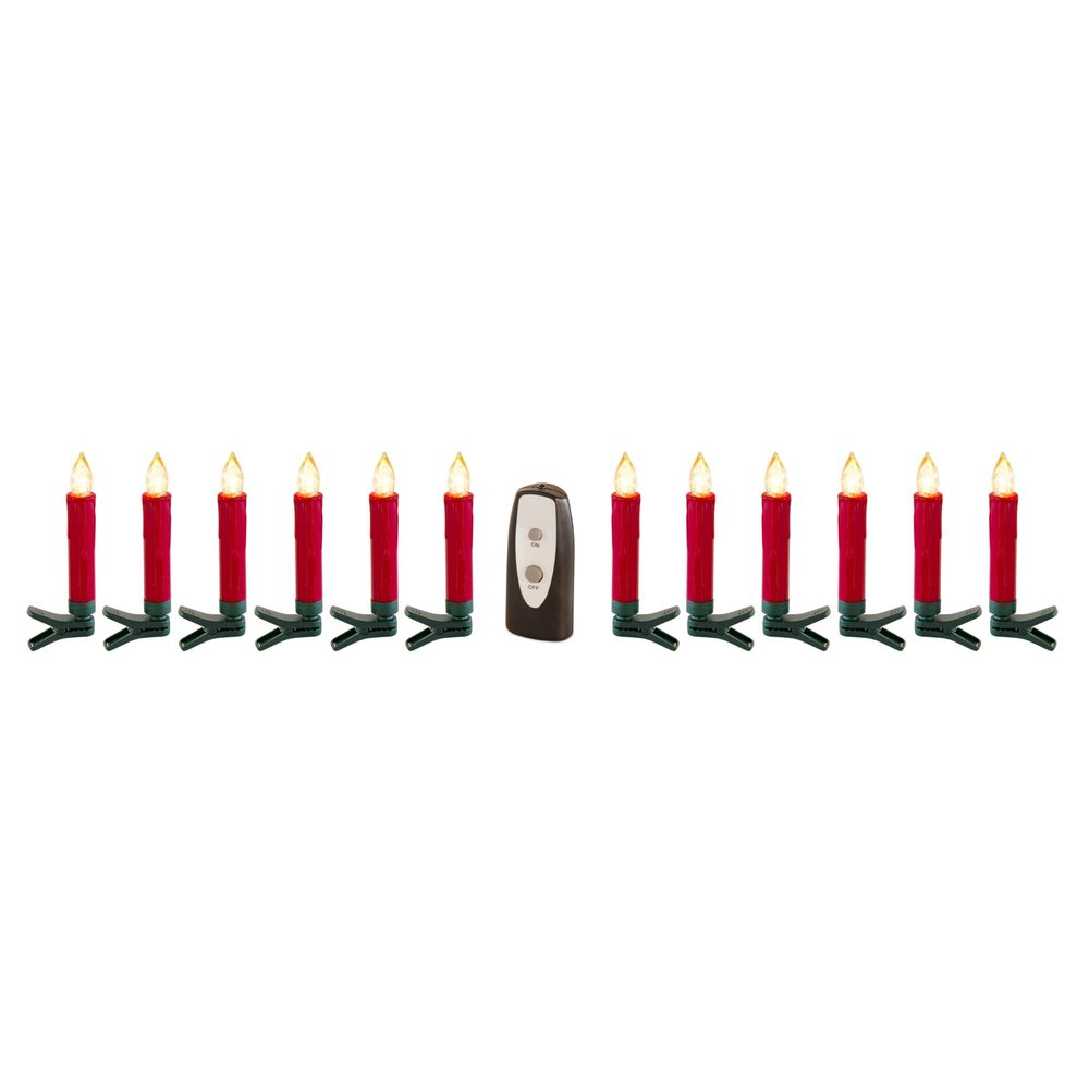 Set of Twentyfour Red Flameless Christmas Clip on Taper Candle HomeRoots