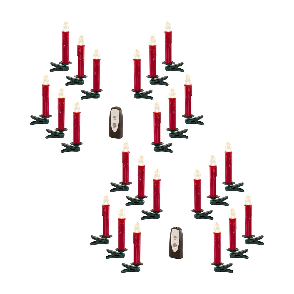 Set of Twentyfour Red Flameless Christmas Clip On Taper Candle HomeRoots