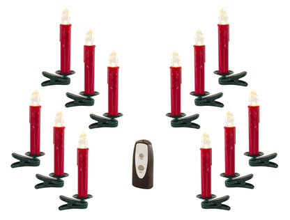 Set of Twentyfour Red LED Flameless Christmas Tree Clip On Candles