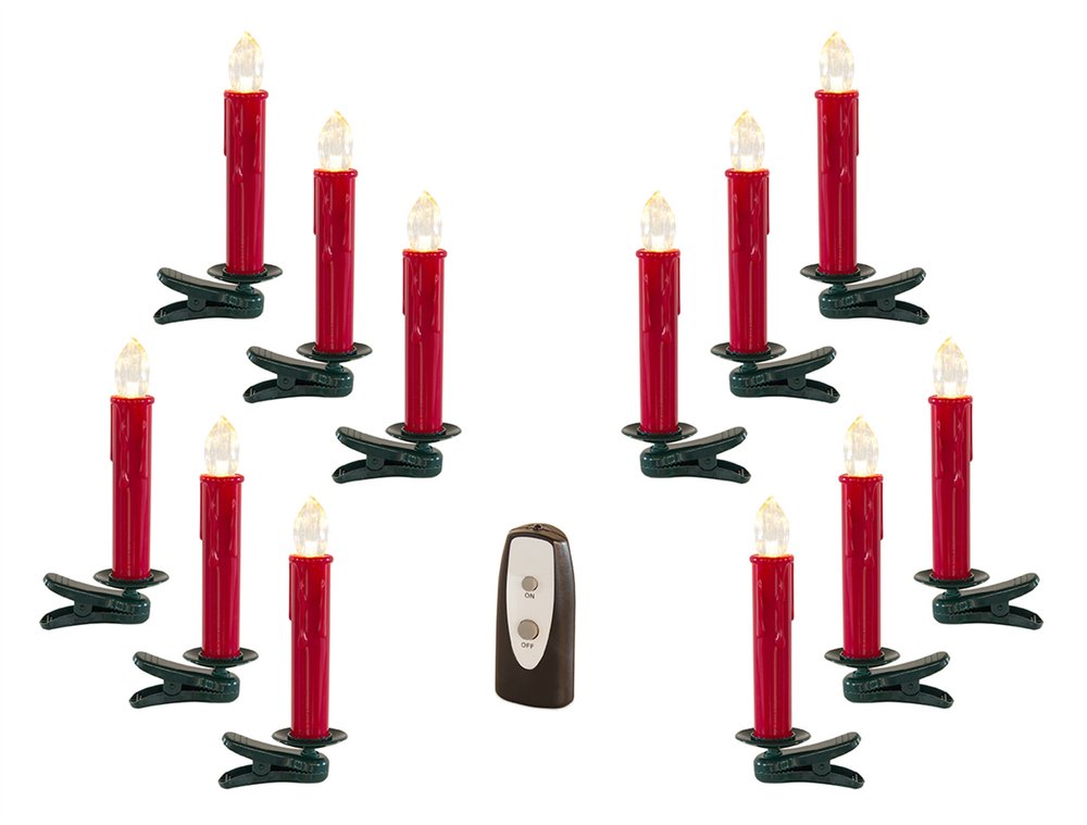 Set of Twentyfour Red Flameless Christmas Clip On Taper Candle HomeRoots