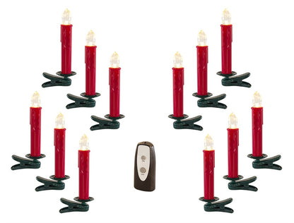 Set of Twentyfour Red Flameless Christmas Clip On Taper Candle HomeRoots