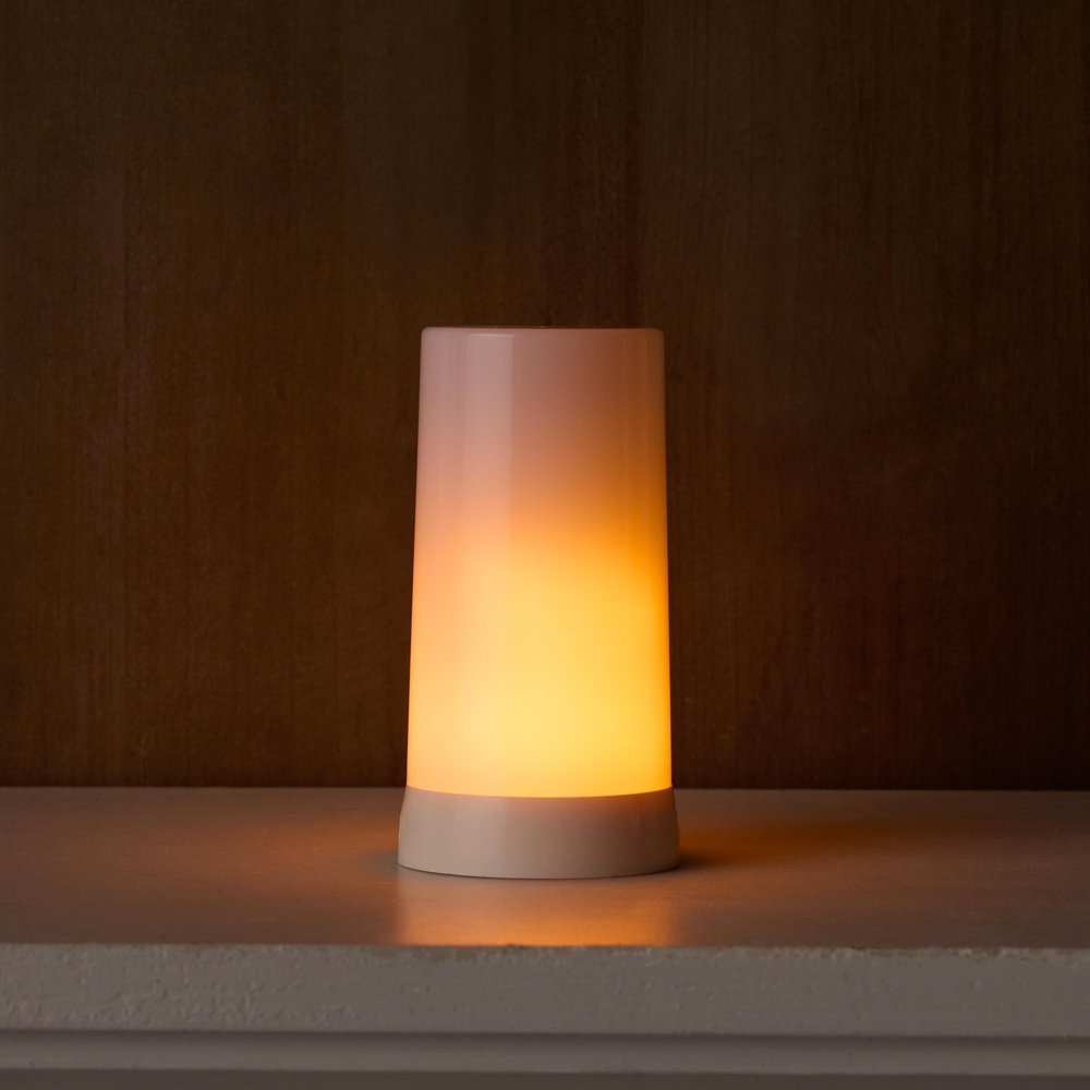 Set of Two White Flameless Pillar Candle HomeRoots