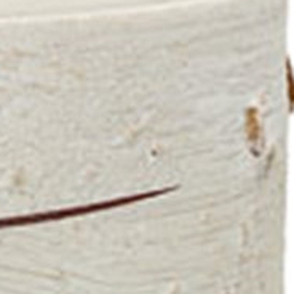 8" Beige and Ivory Faux Birchwood Flameless Pillar Candle