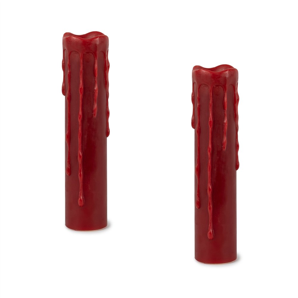 Set of Two Red Flameless Pillar Candle HomeRoots