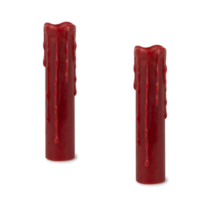 Set of Two Red Flameless Pillar Candle HomeRoots