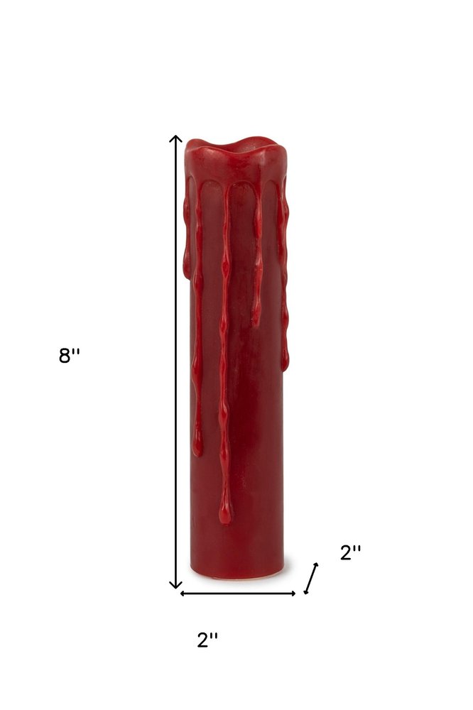 Set of Two Red Flameless Pillar Candle HomeRoots