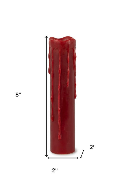 Set of Two Red Flameless Pillar Candle HomeRoots