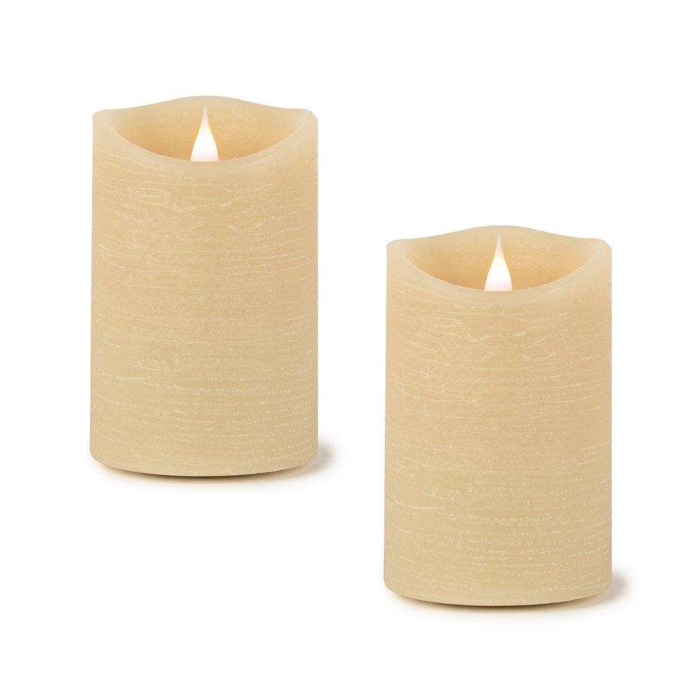 Set of Two Beige Flameless Designer Candle HomeRoots