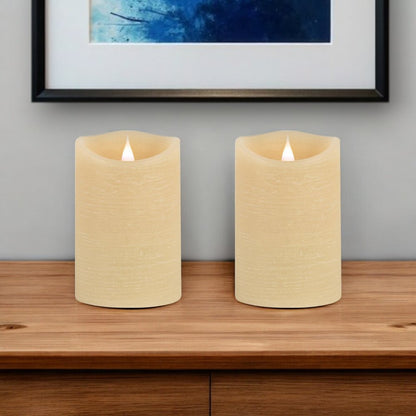 Set of Two Beige Flameless Designer Candle HomeRoots