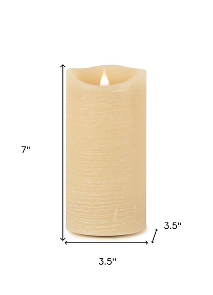 7" Beige Flameless Pillar Candle