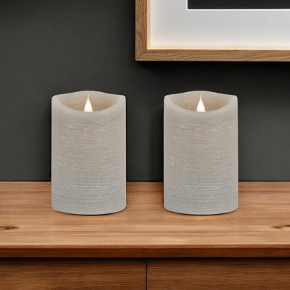 Set of Two Gray Flameless Designer Candle