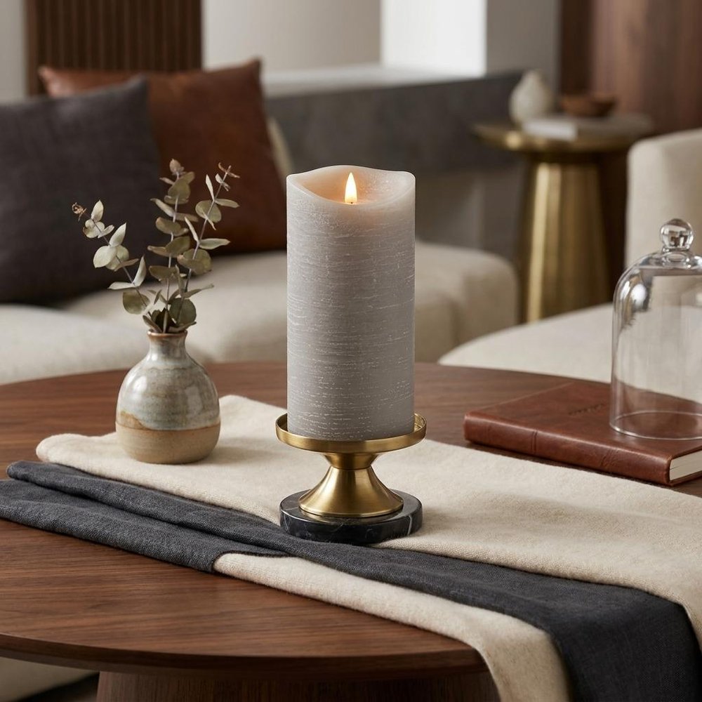 7" Gray Flameless Designer Candle HomeRoots