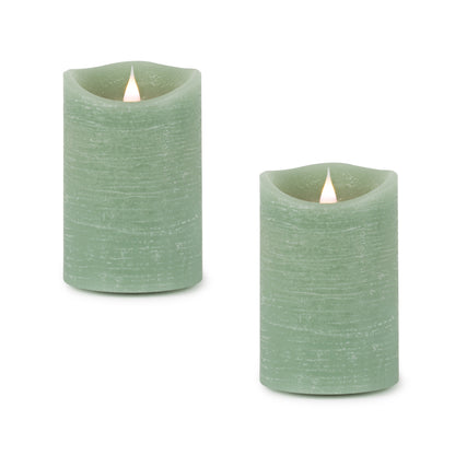 Set of Two Green Flameless Designer Candle