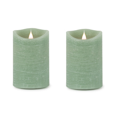 Set of Two Green Flameless Designer Candle