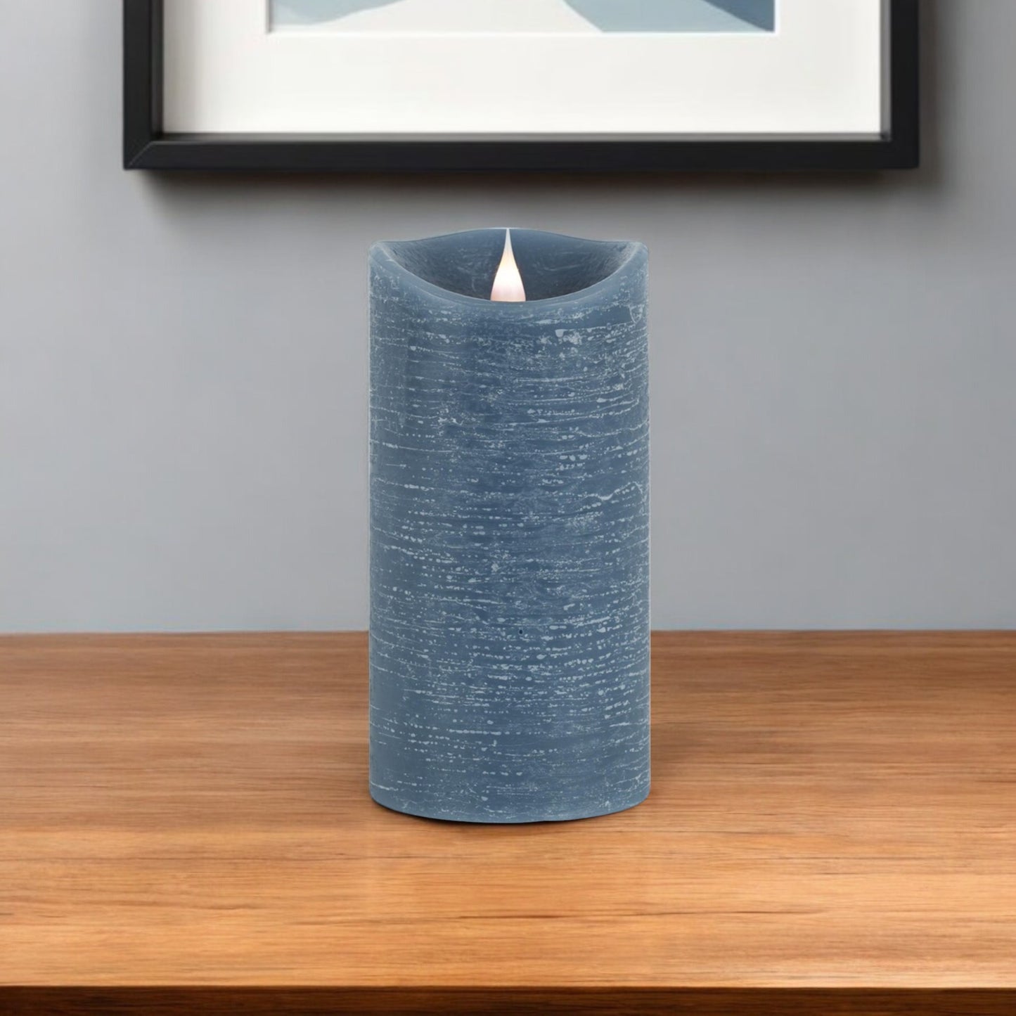 7" Blue Flameless Pillar Candle