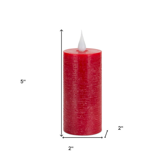 5" Red Flameless Pillar Candle HomeRoots