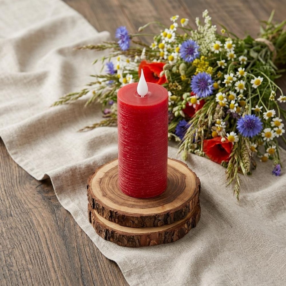 5" Red Flameless Pillar Candle HomeRoots