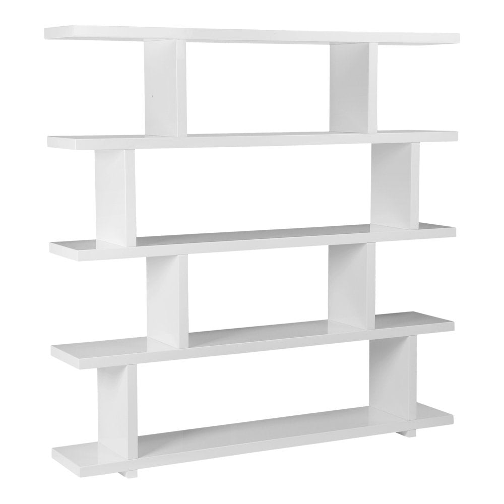 White Wood Five Tier Bookcase HomeRoots