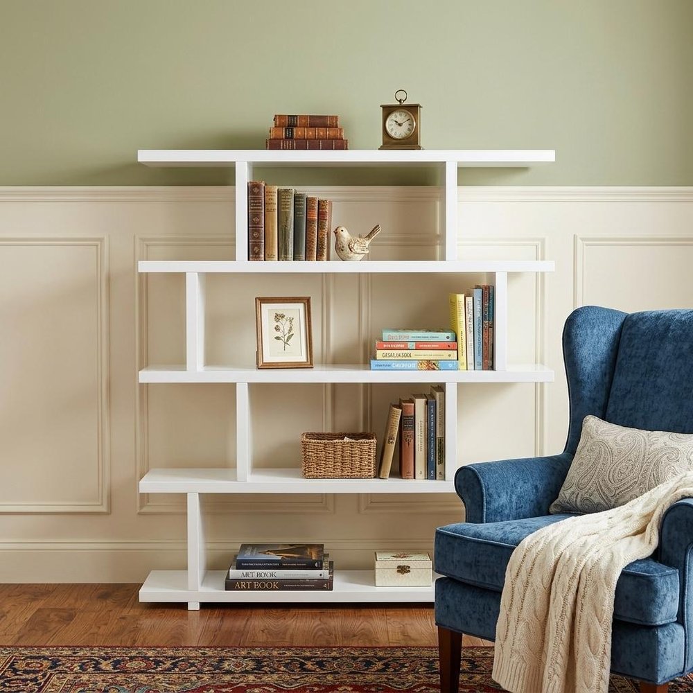 White Wood Five Tier Bookcase HomeRoots