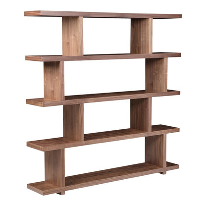 Brown And Natural Wood Five Tier Bookcase HomeRoots