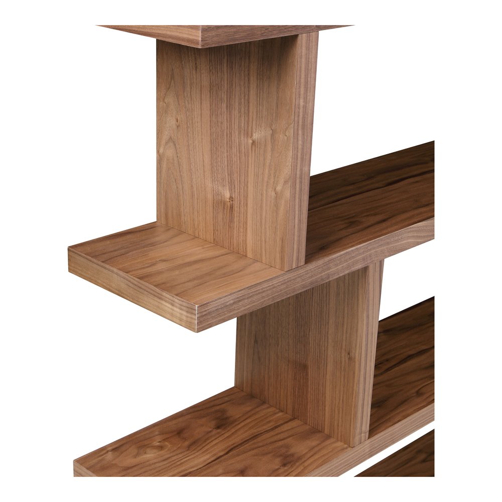 Brown And Natural Wood Five Tier Bookcase HomeRoots
