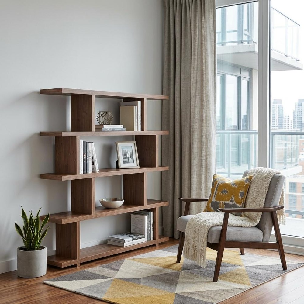 Brown And Natural Wood Five Tier Bookcase HomeRoots