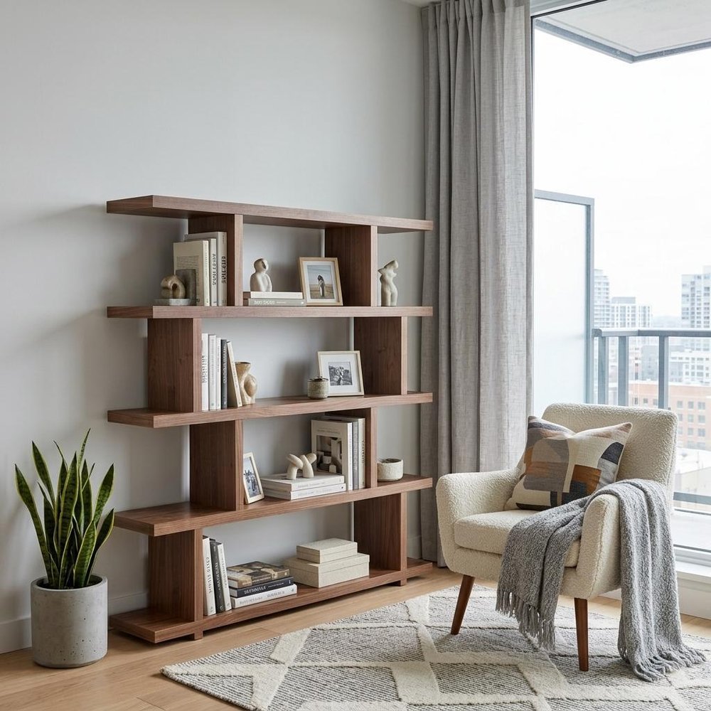 Brown And Natural Wood Five Tier Bookcase HomeRoots