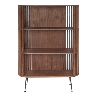 57" Natural and Brown Wood Three Tier Bookcase HomeRoots