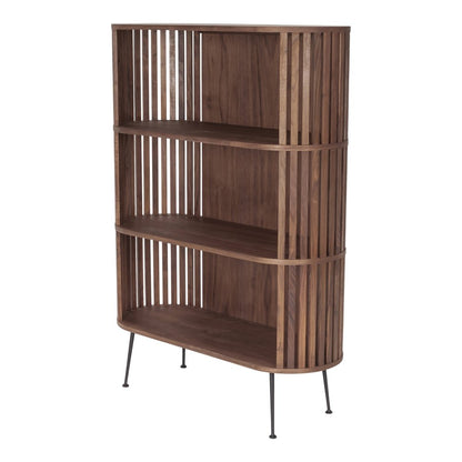 57" Natural and Brown Wood Three Tier Bookcase HomeRoots