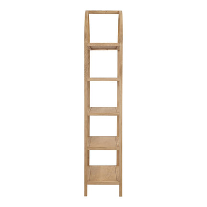 80" Natural Wood Five Tier Arched Top Bookcase HomeRoots