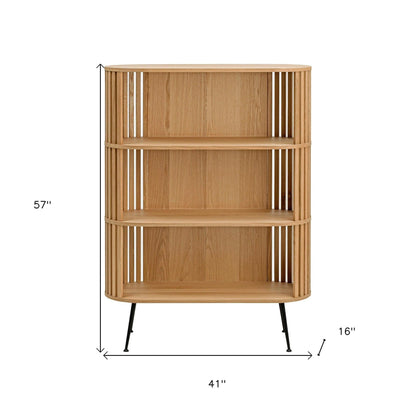 57" White Wood Three Tier Standard Bookcase - FurniFindUSA