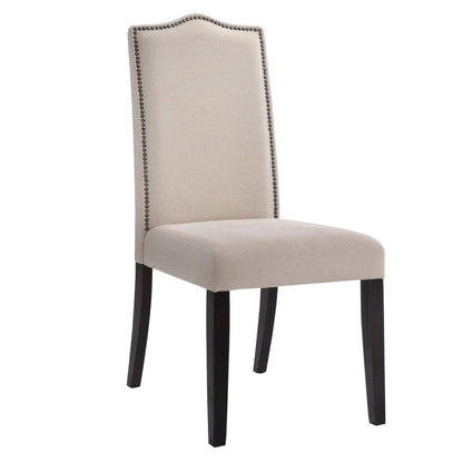Cream And Espresso Upholstered Linen Dining Parsons Chair HomeRoots