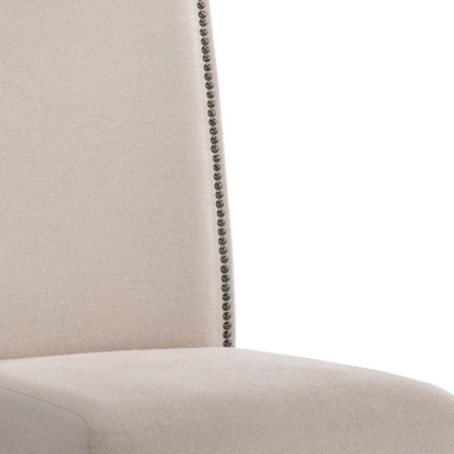 Cream And Espresso Upholstered Linen Dining Parsons Chair HomeRoots