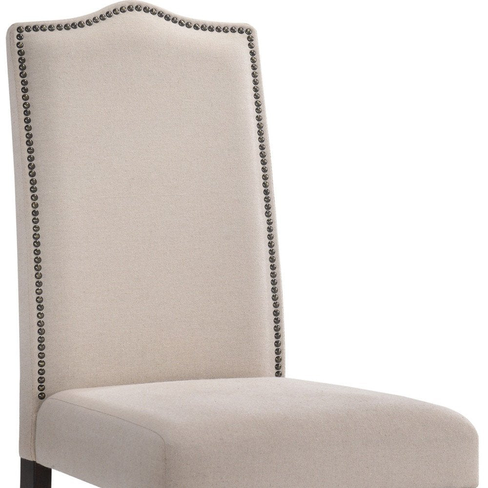 Cream And Espresso Upholstered Linen Dining Parsons Chair HomeRoots