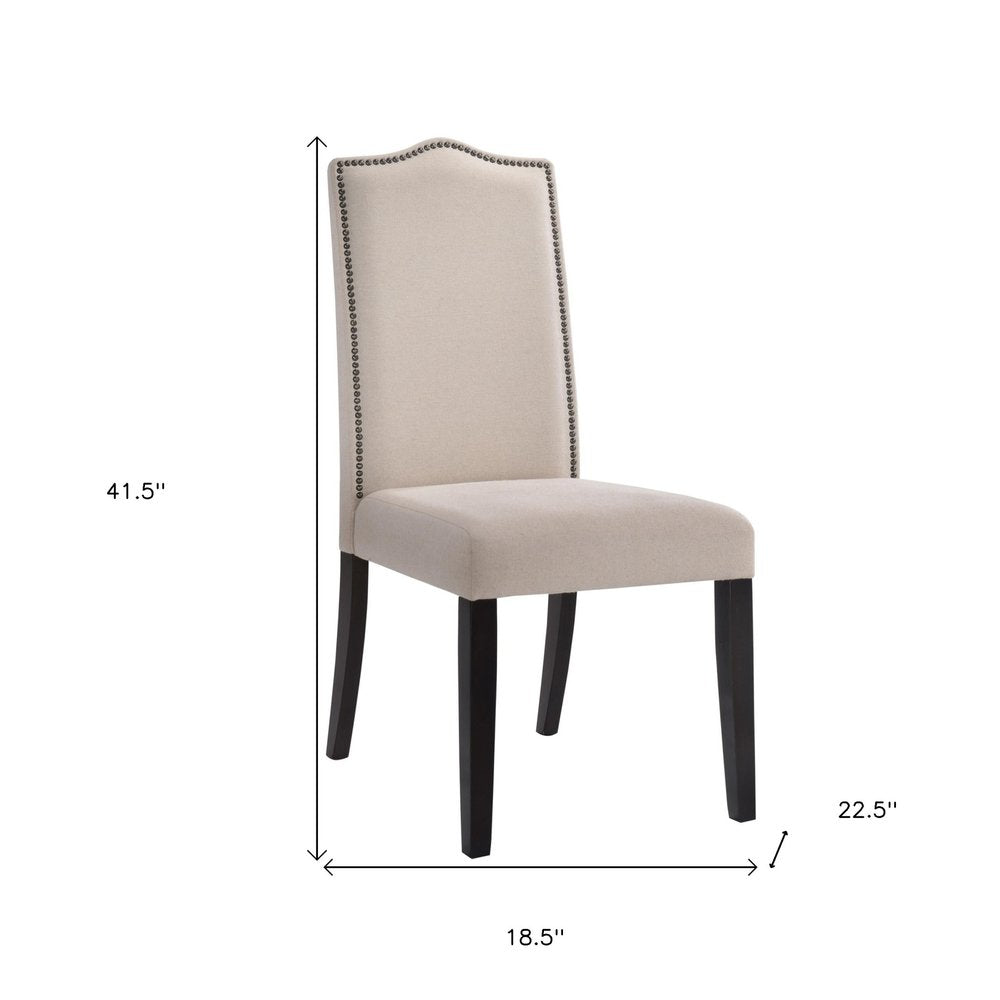Cream And Espresso Upholstered Linen Dining Parsons Chair HomeRoots