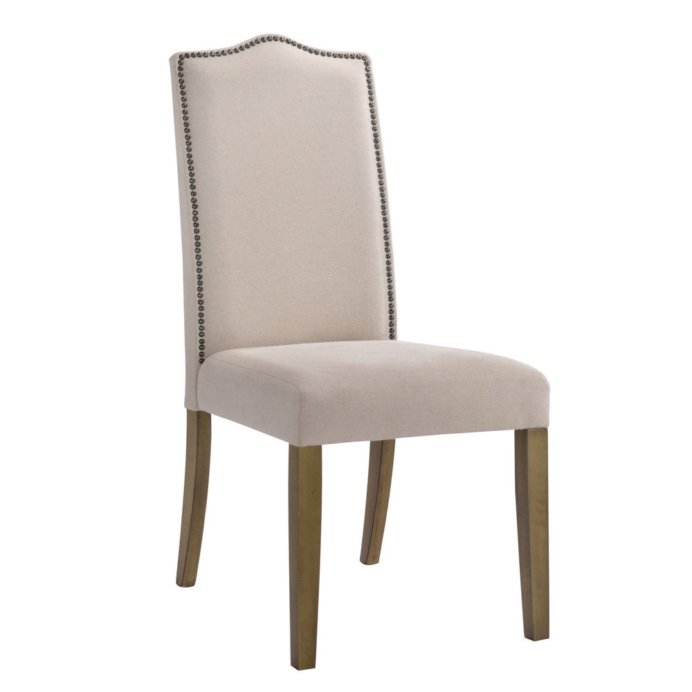 Cream and Brown Linen Dining Parsons Chair HomeRoots