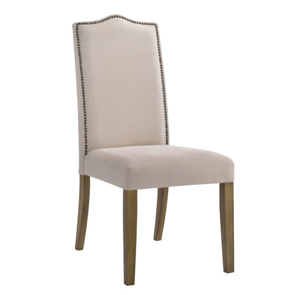 Cream and Brown Linen Dining Parsons Chair HomeRoots